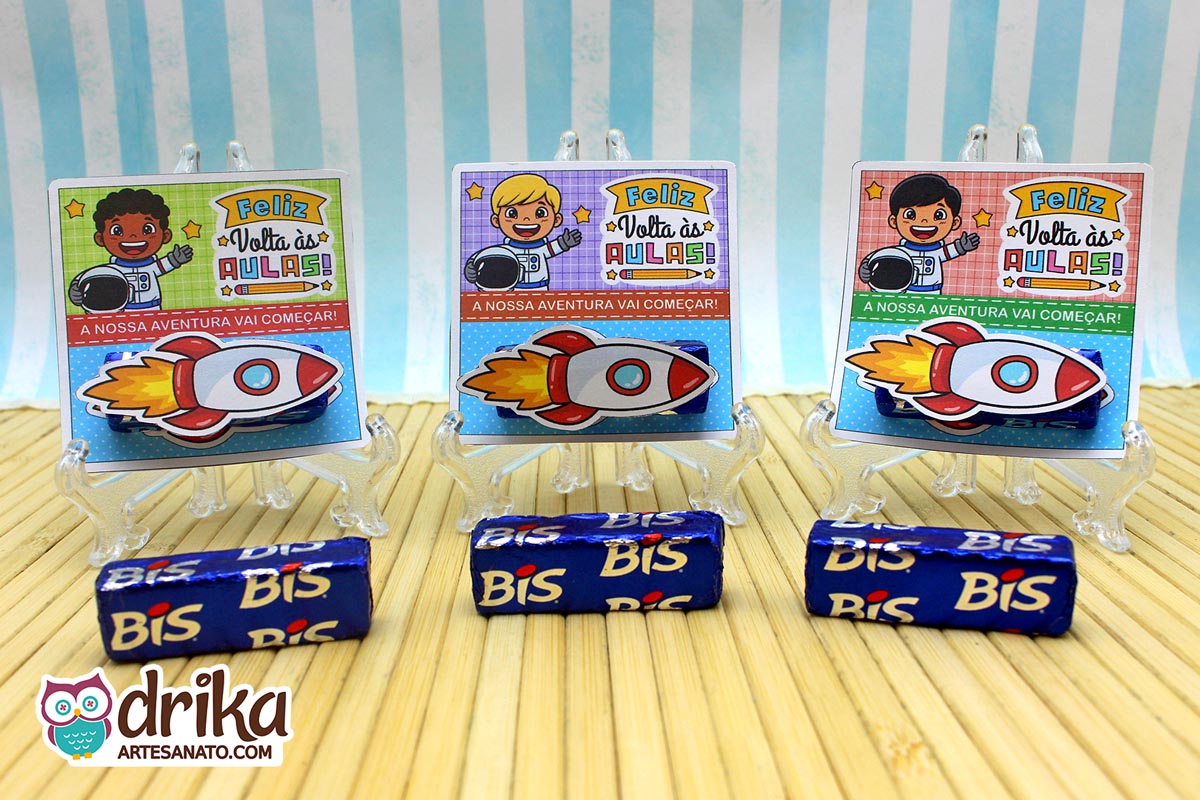 Lembrancinha de Volta &agrave;s Aulas: Porta-bis Astronautas Meninas