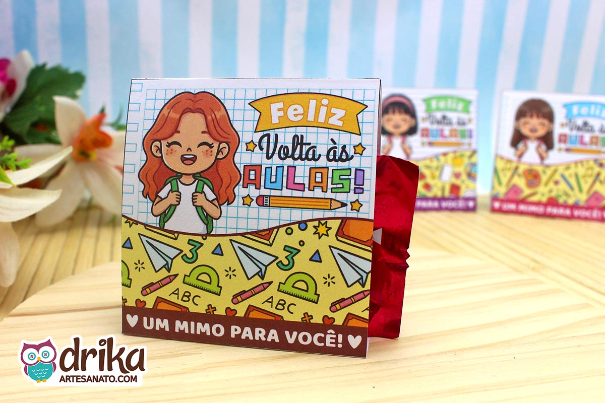 Lembrancinha de Volta &agrave;s Aulas: Porta-bombom Meninas Cute