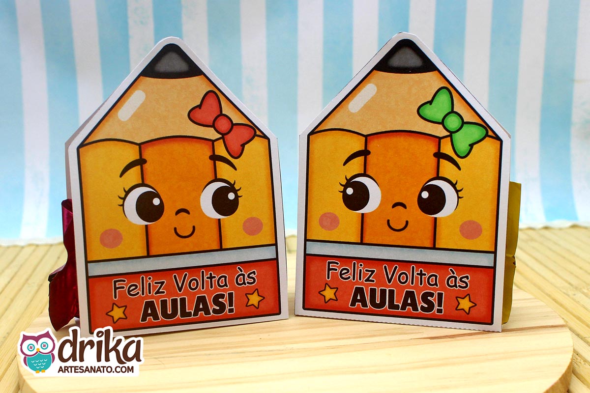 Lembrancinha de Volta às Aulas: Porta-bombom Lápis Meninas