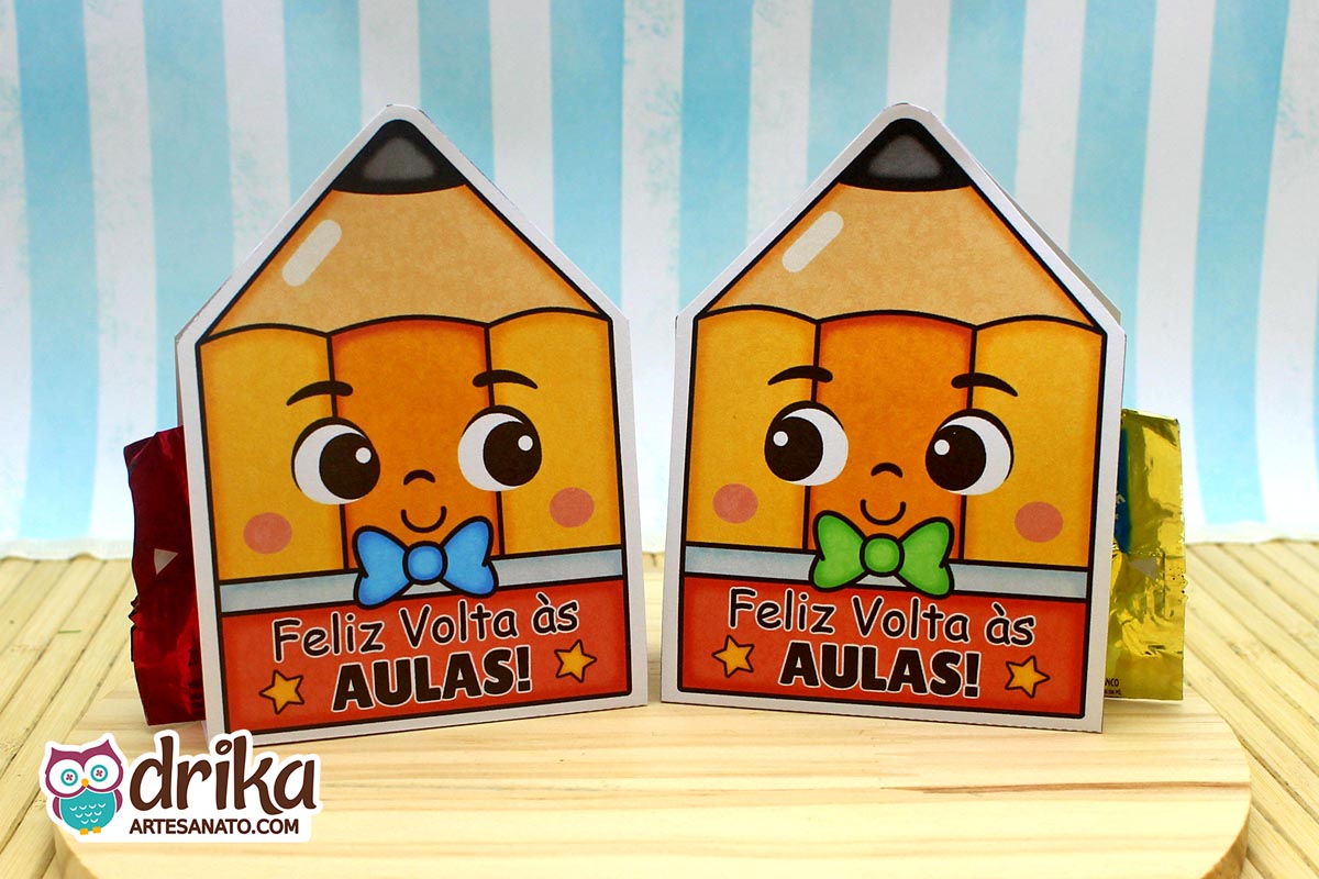 Lembrancinha de Volta às Aulas: Porta-bombom Lápis Meninos