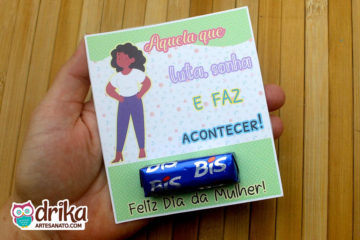 Lembrancinha de Dia da Mulher: Cart&atilde;o Porta-bis Mulher