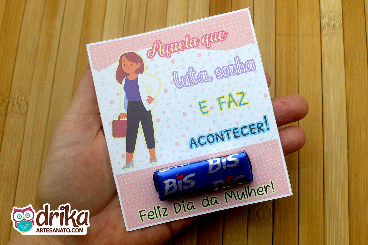 Lembrancinha de Dia da Mulher: Cart&atilde;o Porta-bis Mulher