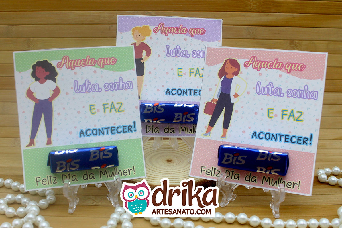 Lembrancinha de Dia da Mulher: Cart&atilde;o Porta-bis Mulher