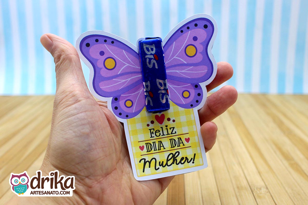Lembrancinha de Dia da Mulher: Cart&atilde;o Porta-bis de Borboleta