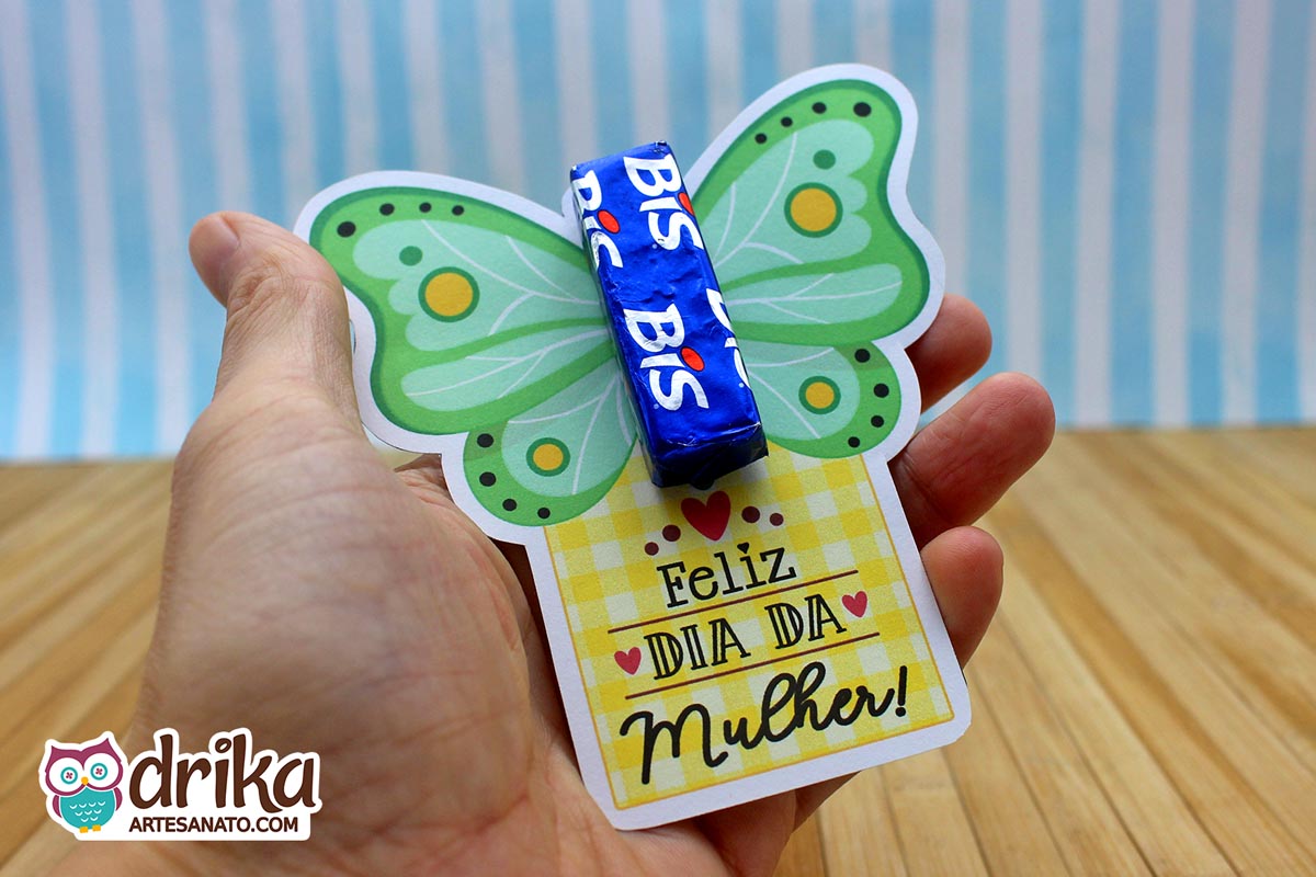 Lembrancinha de Dia da Mulher: Cart&atilde;o Porta-bis de Borboleta