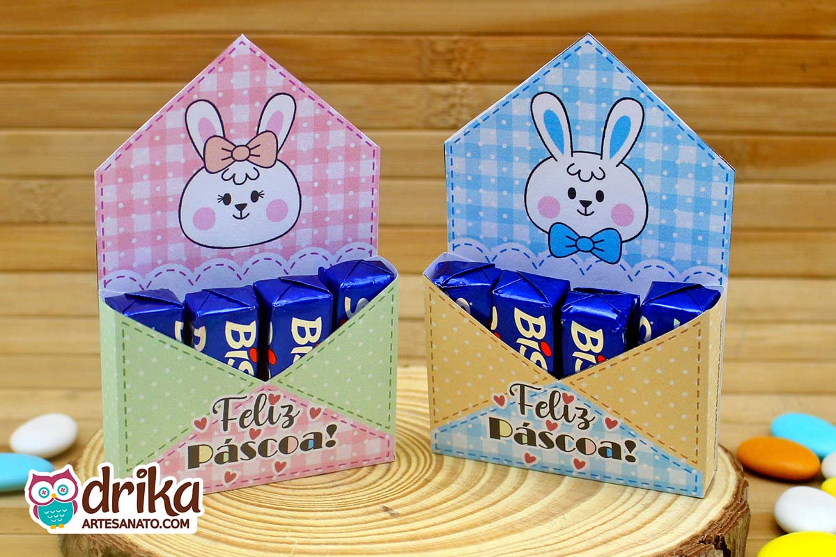 Lembrancinhas de Páscoa para Imprimir: Caixinha Envelope para Bis