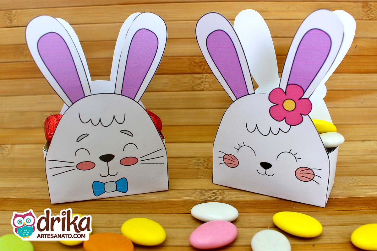 Lembrancinhas de Páscoa para Imprimir: Caixinha de Coelhos Cute