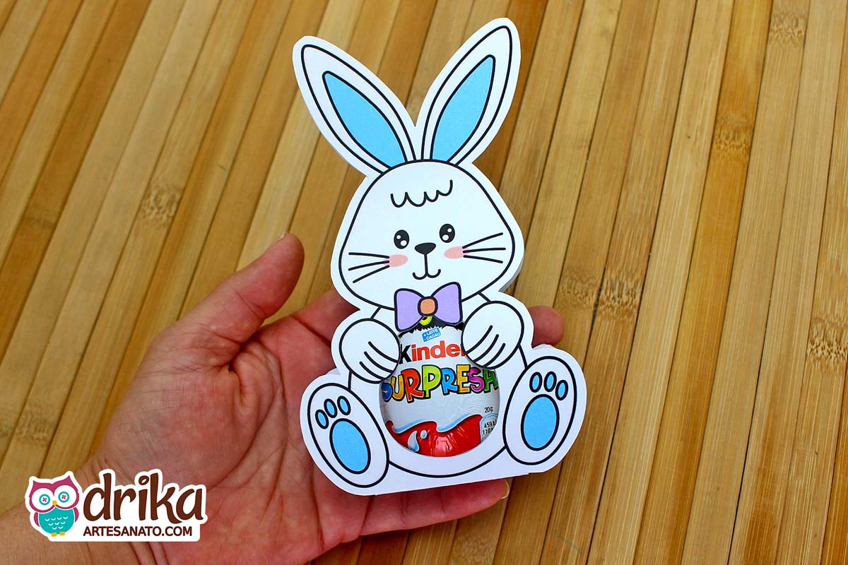 Lembrancinhas de Páscoa para Imprimir: Coelho Porta Kinder Ovo