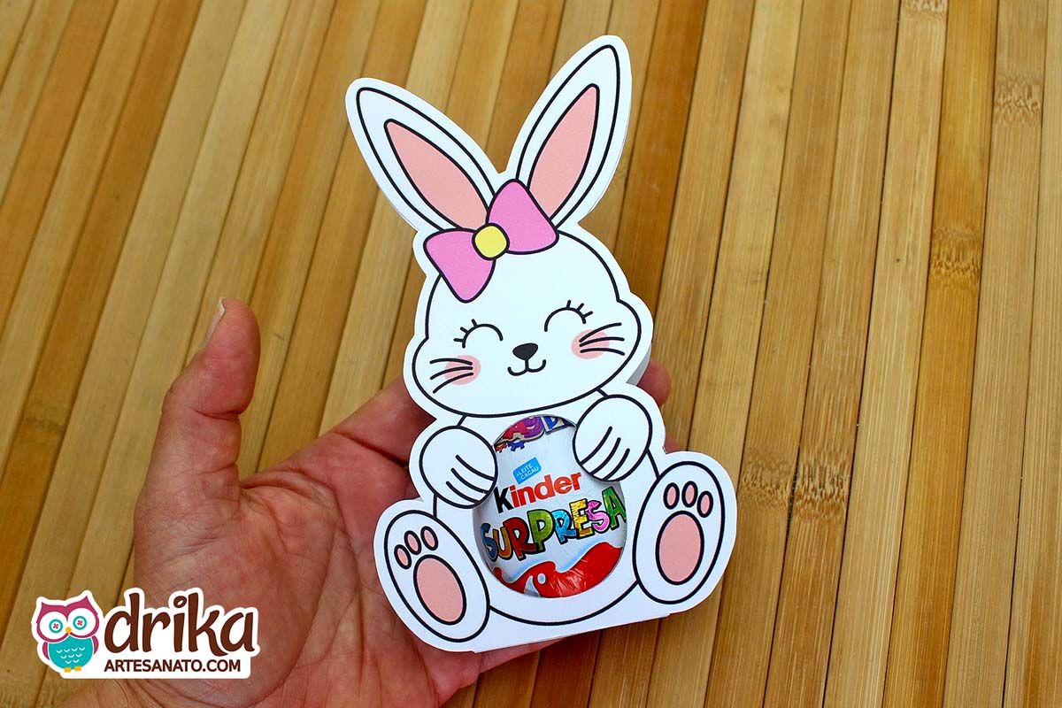 Lembrancinhas de Páscoa para Imprimir: Coelho Porta Kinder Ovo