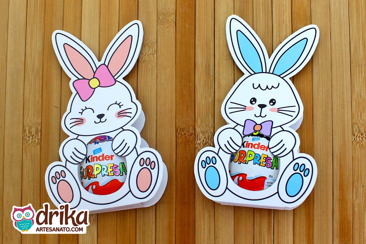 Lembrancinhas de Páscoa para Imprimir: Coelho Porta Kinder Ovo