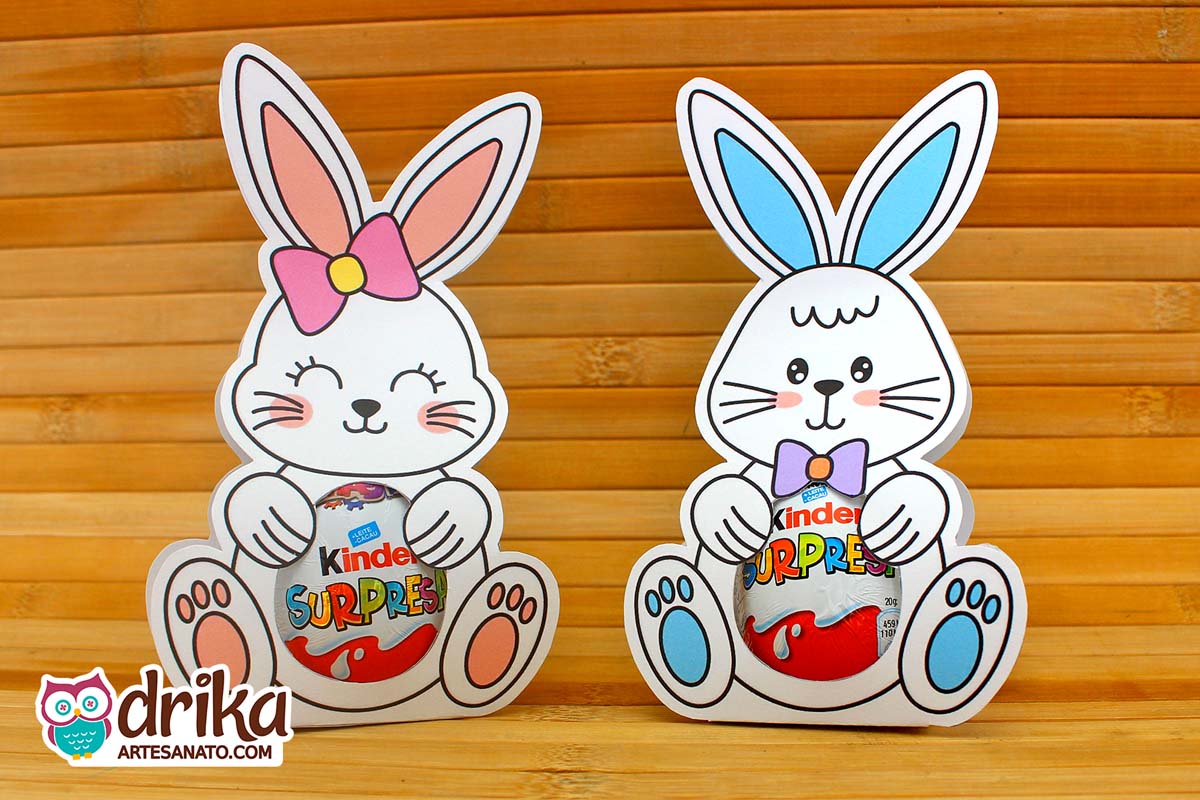 Lembrancinhas de Páscoa para Imprimir: Coelho Porta Kinder Ovo