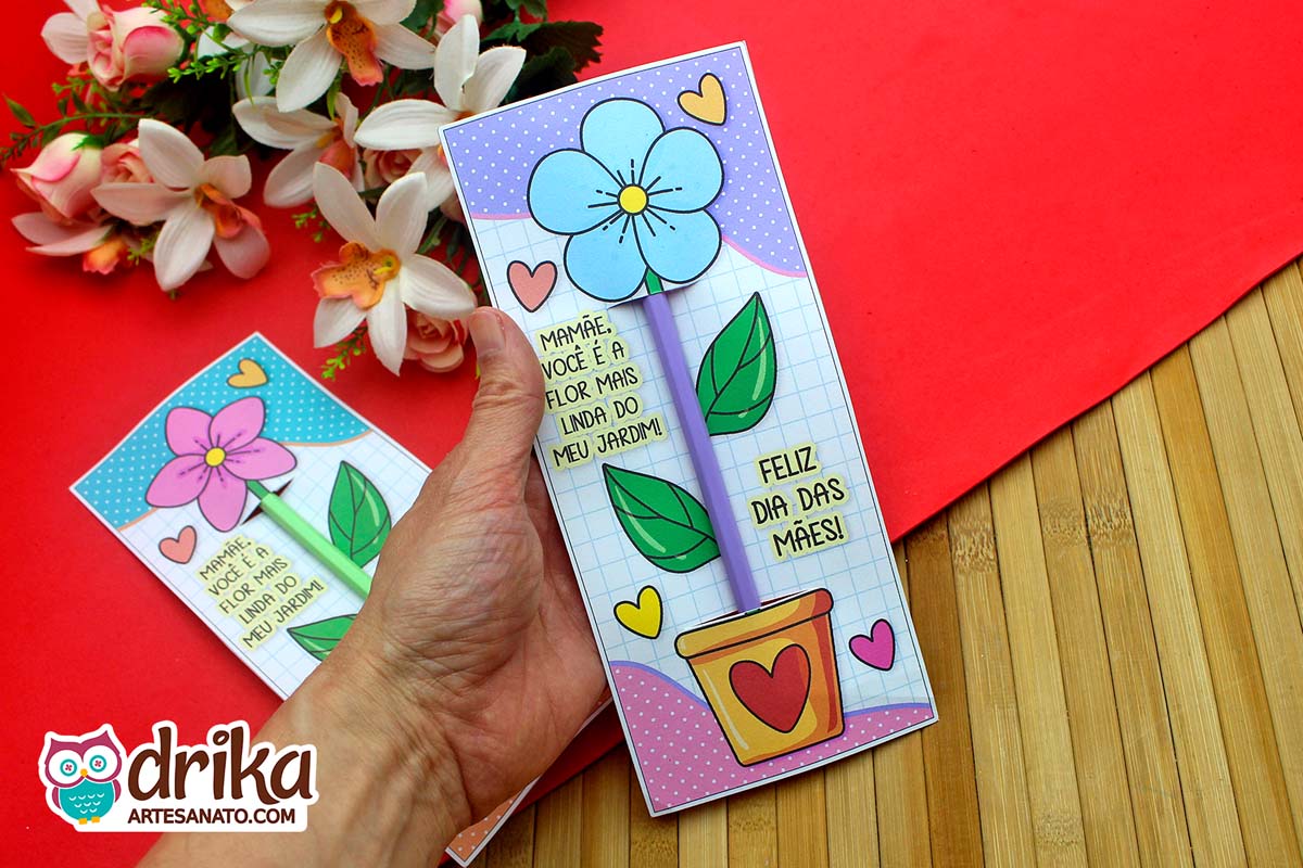Lembrancinhas de Dia das M&atilde;es: Porta L&aacute;pis de Flor